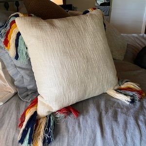 Cream & Rainbow Fringe Euro Pillow